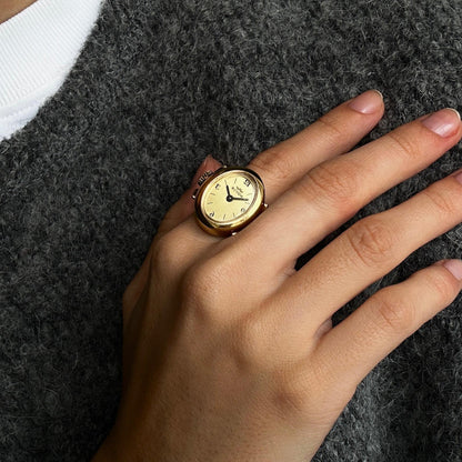 Royce Vintage Watch Ring: 60s Ladies Mechanical Golden