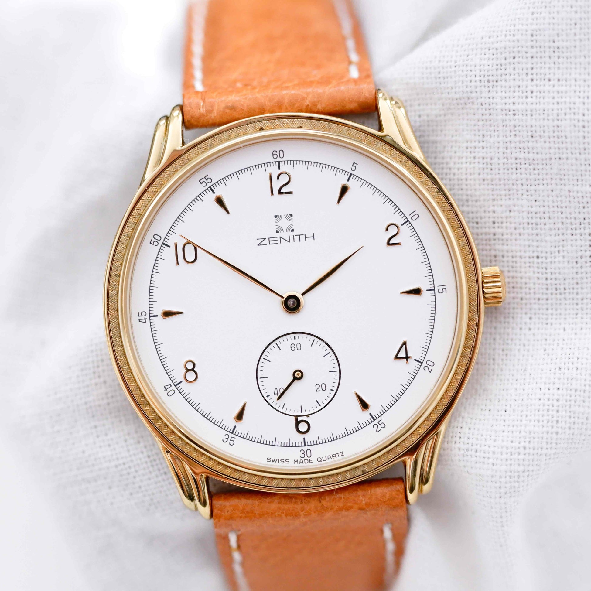 Zenith Vintage Watch: Ladies 90s Gold with White Dial Small Second - New Old Stock | First Front Side