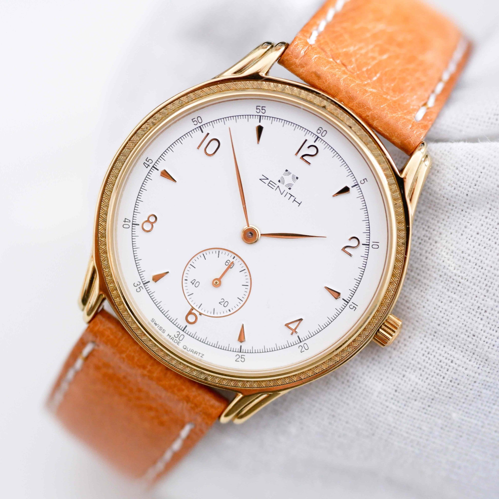 Zenith Vintage Watch: Ladies 90s Gold with White Dial Small Second - New Old Stock | Second Front Side