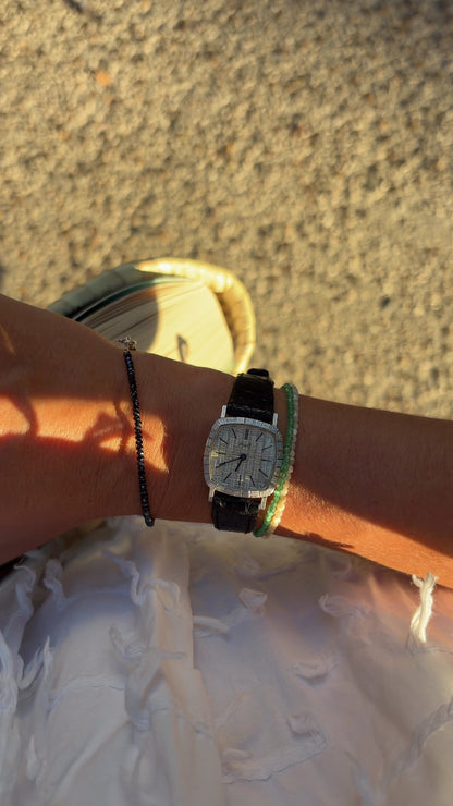 Piaget Cocktail Watch: 18k White Gold Guilloché Cushion Case Ref. 9239 – 1960s