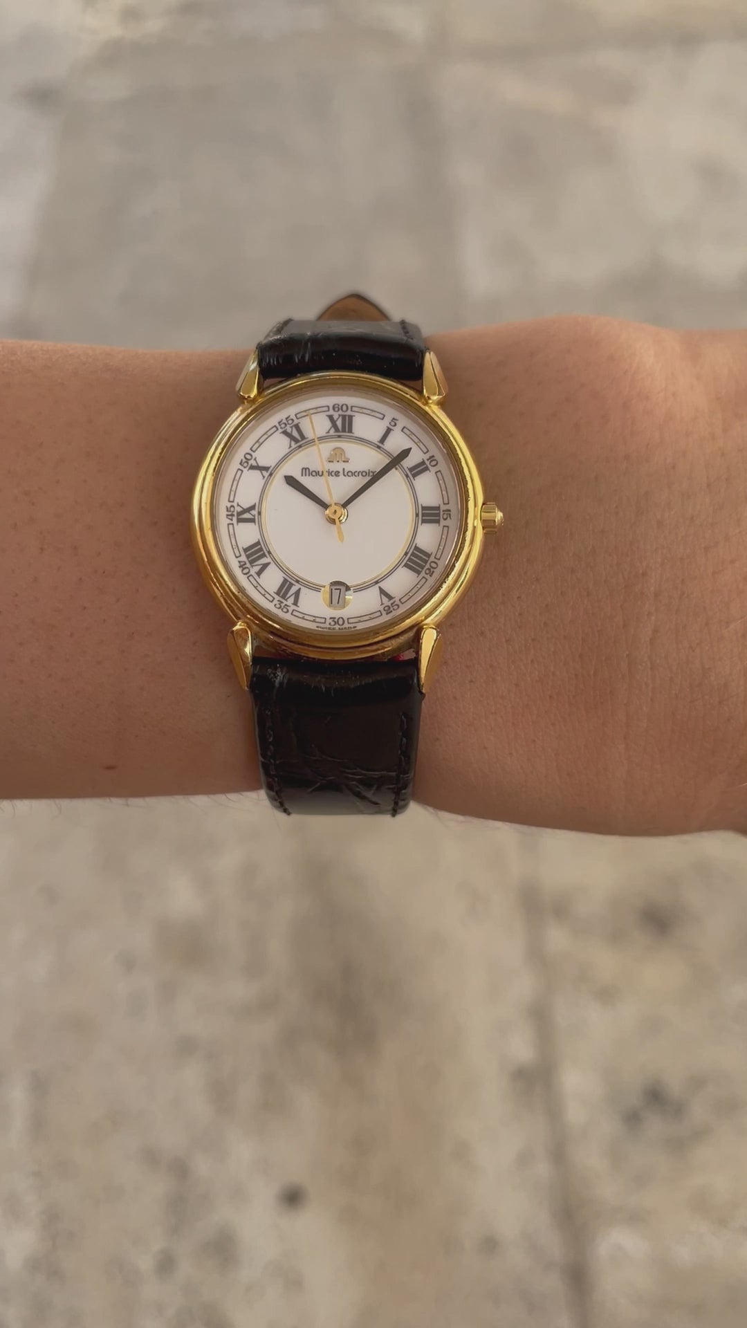Maurice Lacroix Vintage Ladies Watch: 90s Golden with Classic Roman Numerals | Wrist Shot Video