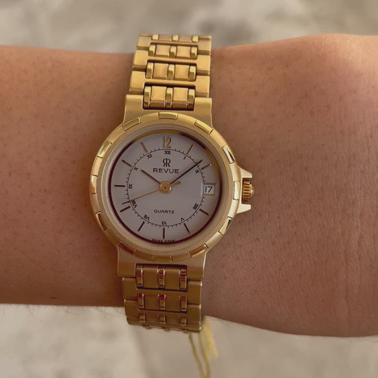 Revue Thommen Vintage Ladies Watch: 90s Golden Style Diver - New Old Stock (NOS) | Wrist Shot Video