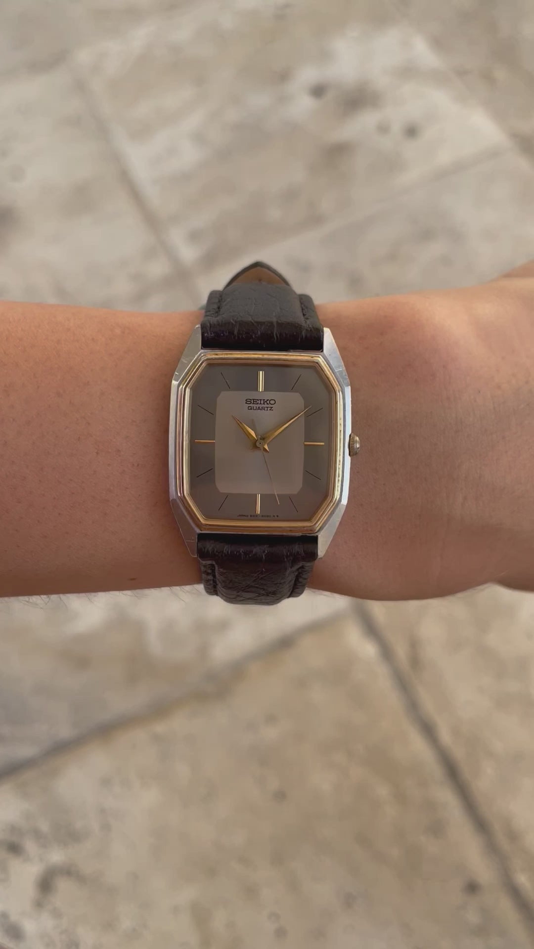 Seiko Vintage Ladies Watch Two-Tone Rectangular, Wrist Shot Video