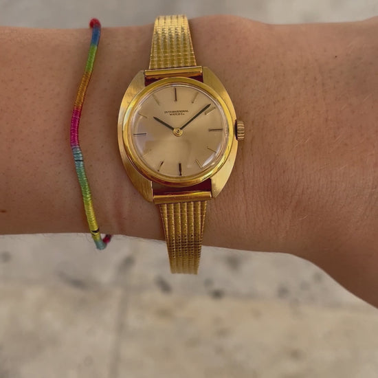 IWC Vintage Ladies Watch: 60s Golden Iconic, Gold Dial Mechanical | Wrist Shot Video