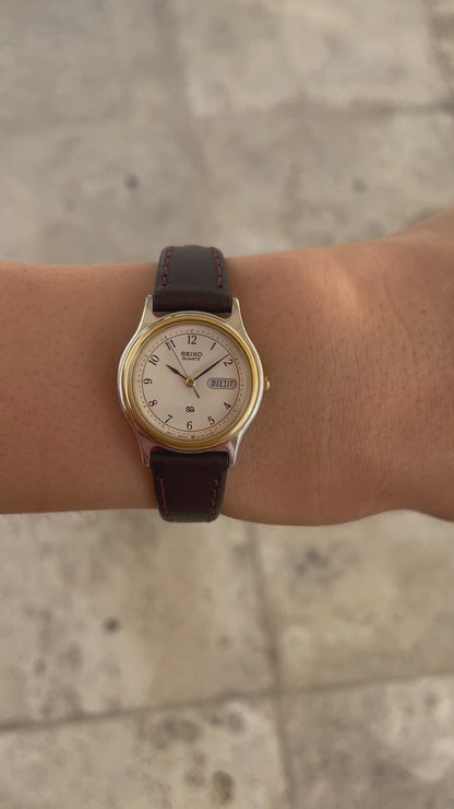 Seiko Vintage Ladies Watch: 80s Two-Tone Gold Classic Dial | Wrist Shot Video