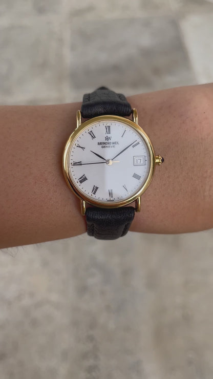 Raymond Weil Vintage Ladies Watch: 90s Golden Icon with Roman Numerals | Wrist Shot Video