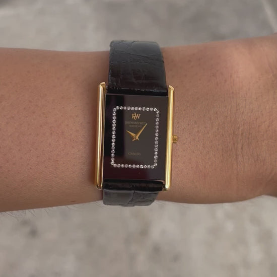 Raymond Weil Vintage Ladies Watch: 90s Gold Elegant Rectangular Style, Wrist Shot Video