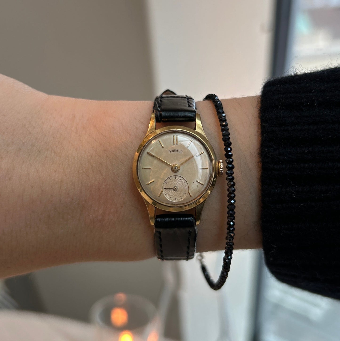 Roamer Cocktail Watch: Vintage Ladies 50s Gold Small Seconds Mechanical