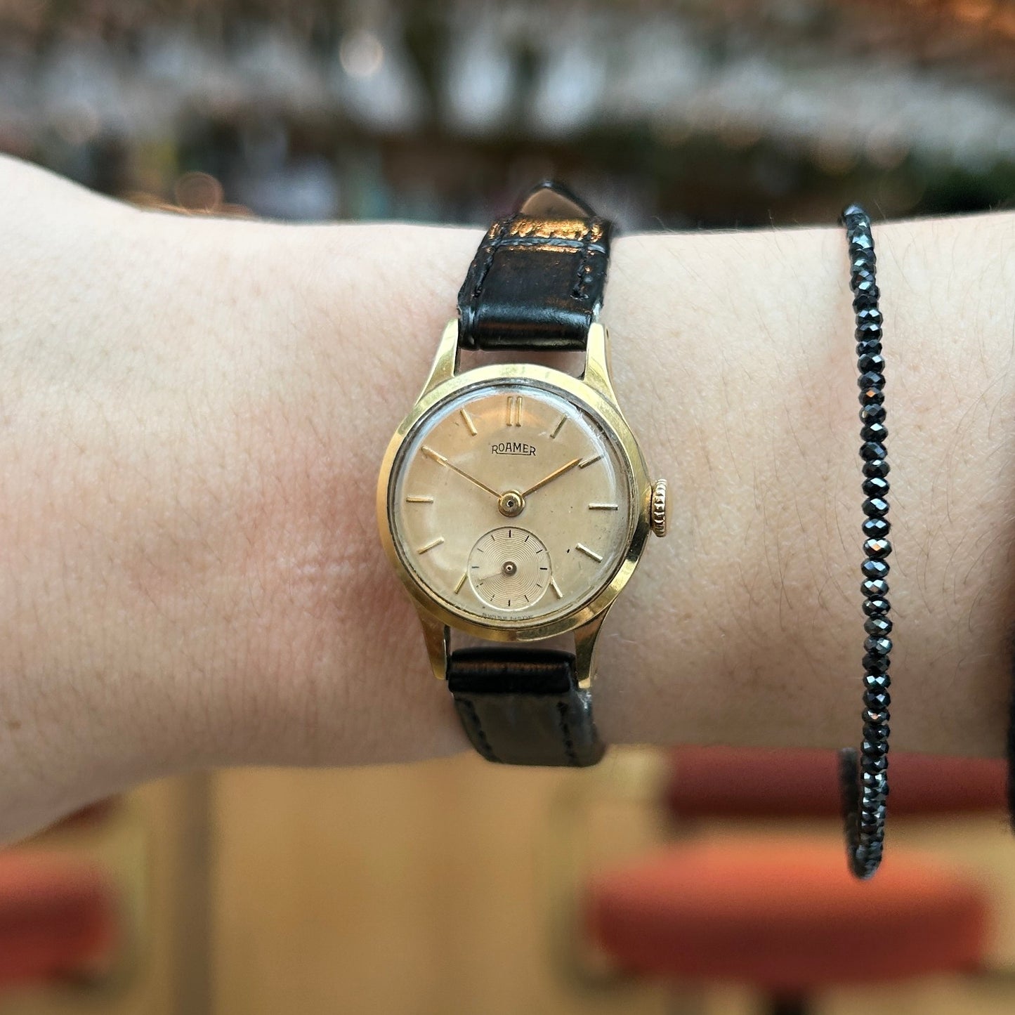 Roamer Cocktail Watch: Vintage Ladies 50s Gold Small Seconds Mechanical