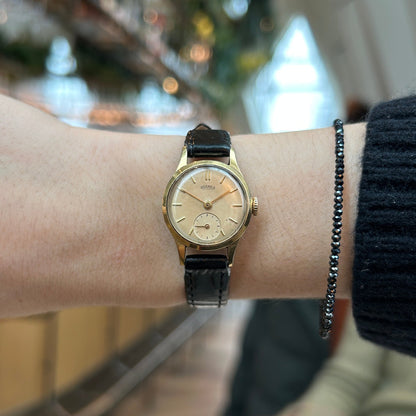 Roamer Cocktail Watch: Vintage Ladies 50s Gold Small Seconds Mechanical