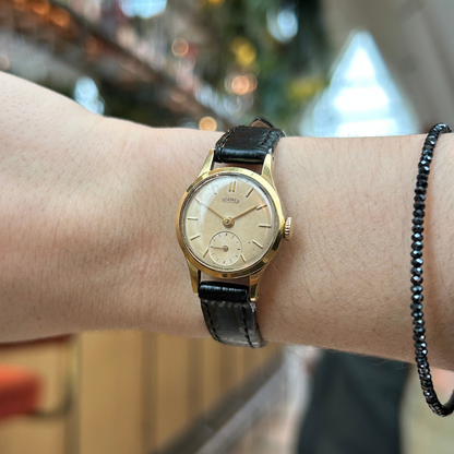 Roamer Cocktail Watch: Vintage Ladies 50s Gold Small Seconds Mechanical